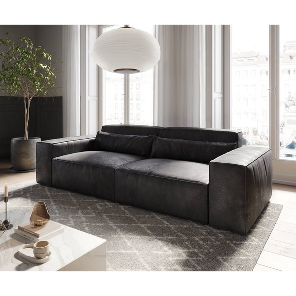 DELIFE Big-Sofa Sirpio, Lederimitat Vintage Anthrazit 230x95 cm