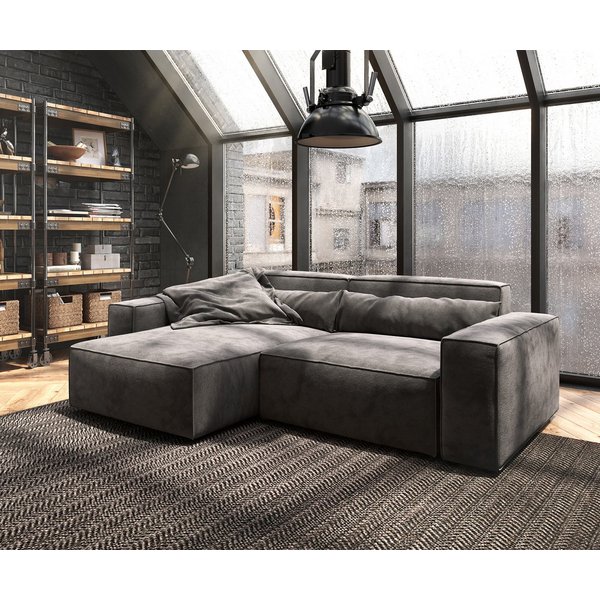 DELIFE Ecksofa Sirpio, Mikrofaser Khakibraun 230x155 cm Recamiere variabel