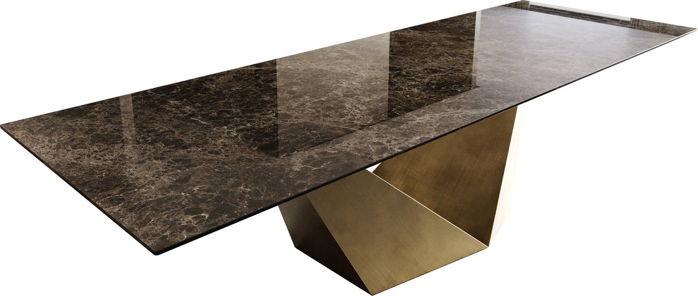 DELIFE Esstisch Edge, Keramik Emperador Extra Lucidato Dunkelbraun 300x100 Prisma Metallic G – Bild 2 von 5