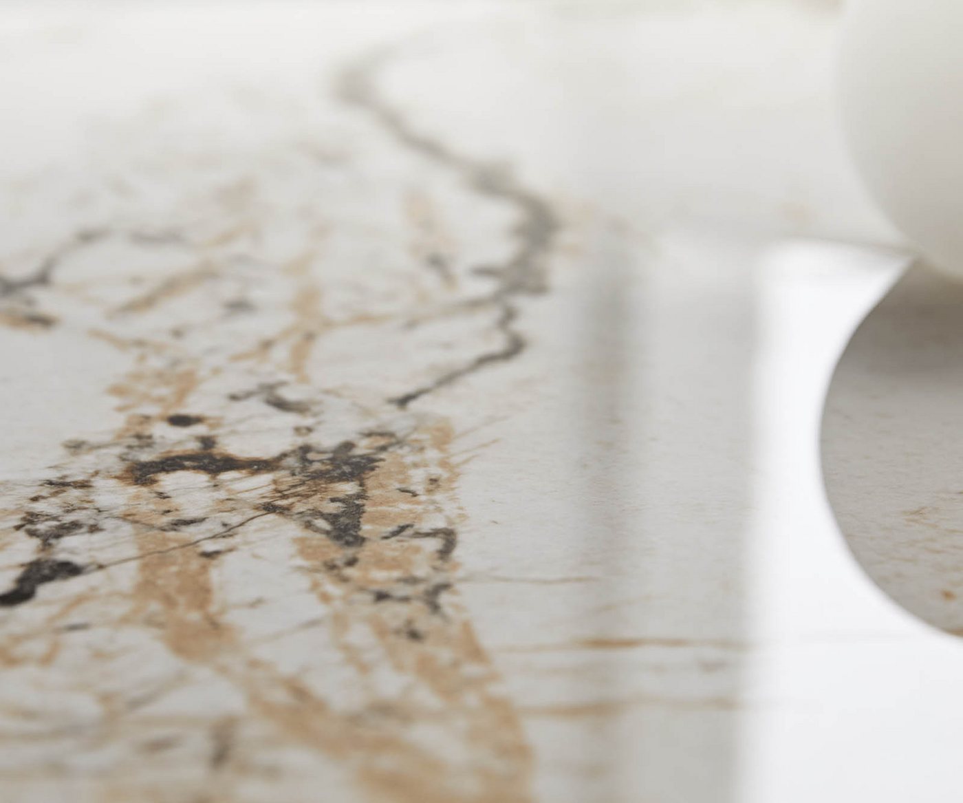 DELIFE Esstisch Edge, Keramik Minas Melange Weiß-Beige 200-300x100 Kreuzgestell Rechteck Sch – Bild 5 von 5
