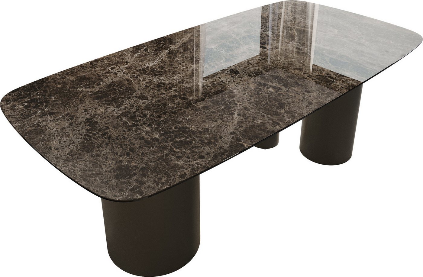 DELIFE Esstisch Edge, Boot Keramik Emperador Extra Lucidato Dunkelbraun 200x100 Troa Metall – Bild 2 von 5