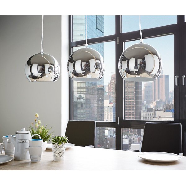 DELIFE Hängeleuchte Pentola, Chrom Silberfarben 75 cm 3 Schirme Deckenlampe