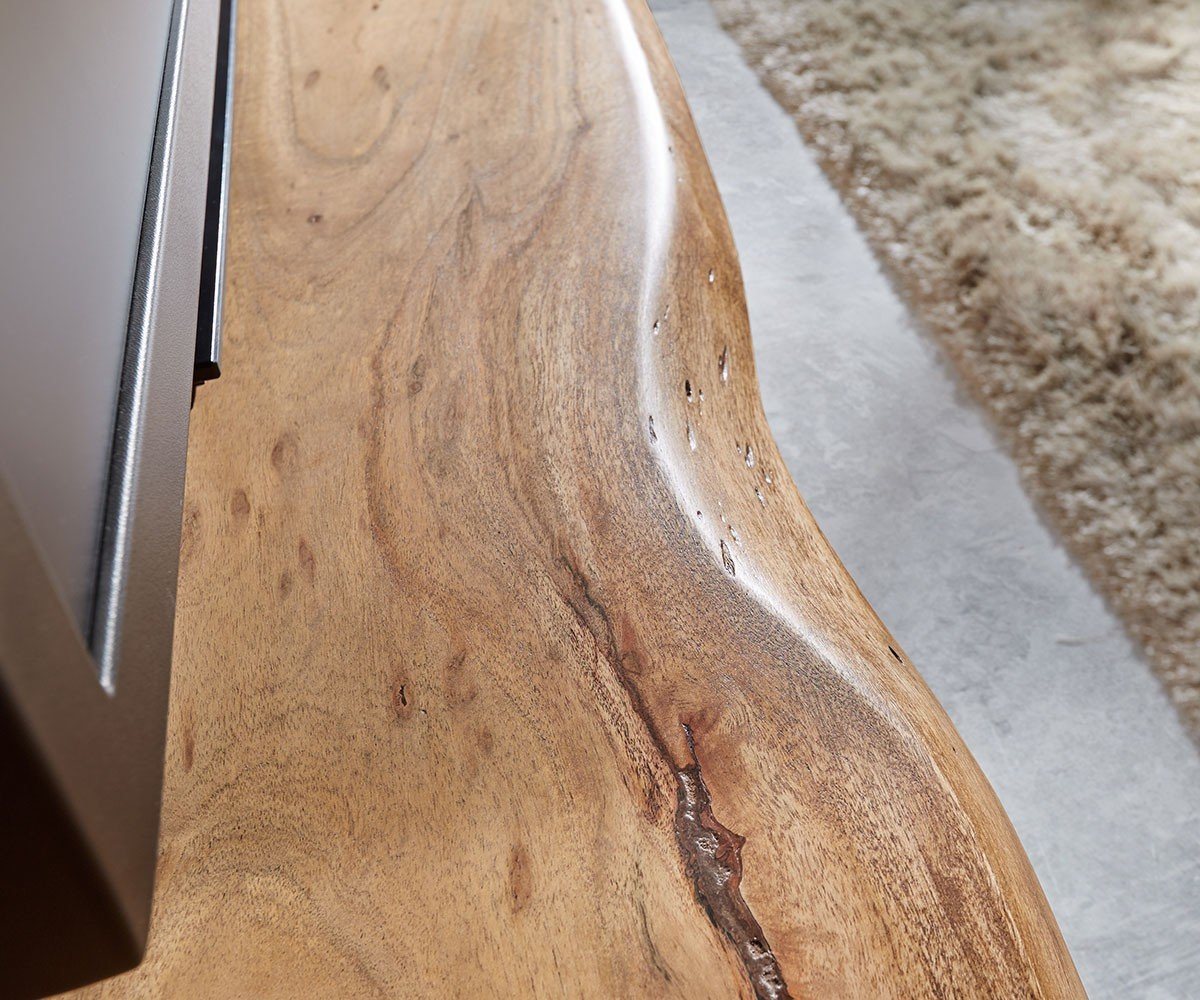 DELIFE Lowboard Live-Edge, Akazie Natur 145 cm Ablagefach offen Baumkante Lowboard – Bild 5 von 5