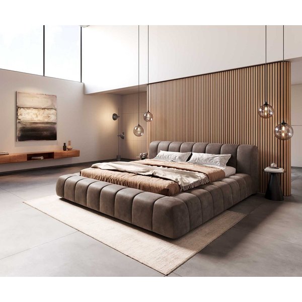DELIFE Polsterbett Cutio, Mikrofaser Taupe Vintage 180x200 cm