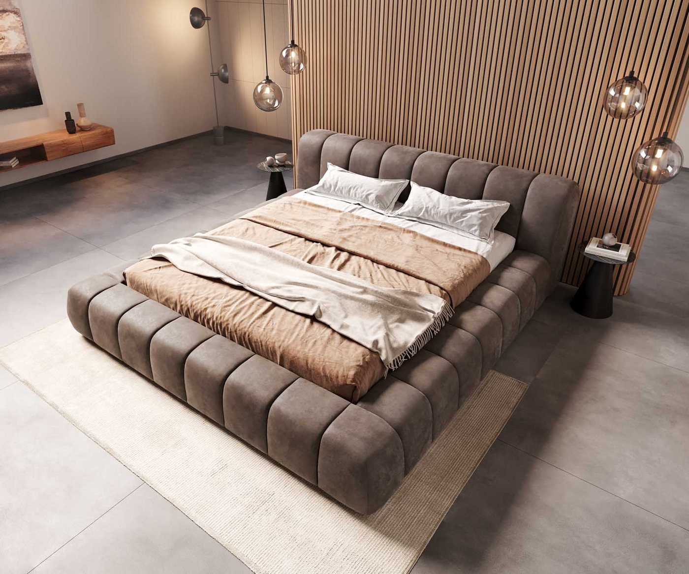 DELIFE Polsterbett Cutio, Mikrofaser Taupe Vintage 180x200 cm – Bild 5 von 5