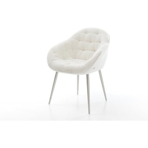DELIFE Polsterstuhl Gaio-Flex, 4-Fuß konisch Edelstahl Bouclé Soft Beige
