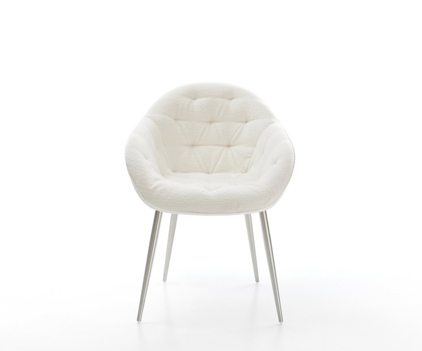 DELIFE Polsterstuhl Gaio-Flex, 4-Fuß konisch Edelstahl Bouclé Soft Beige – Bild 3 von 5