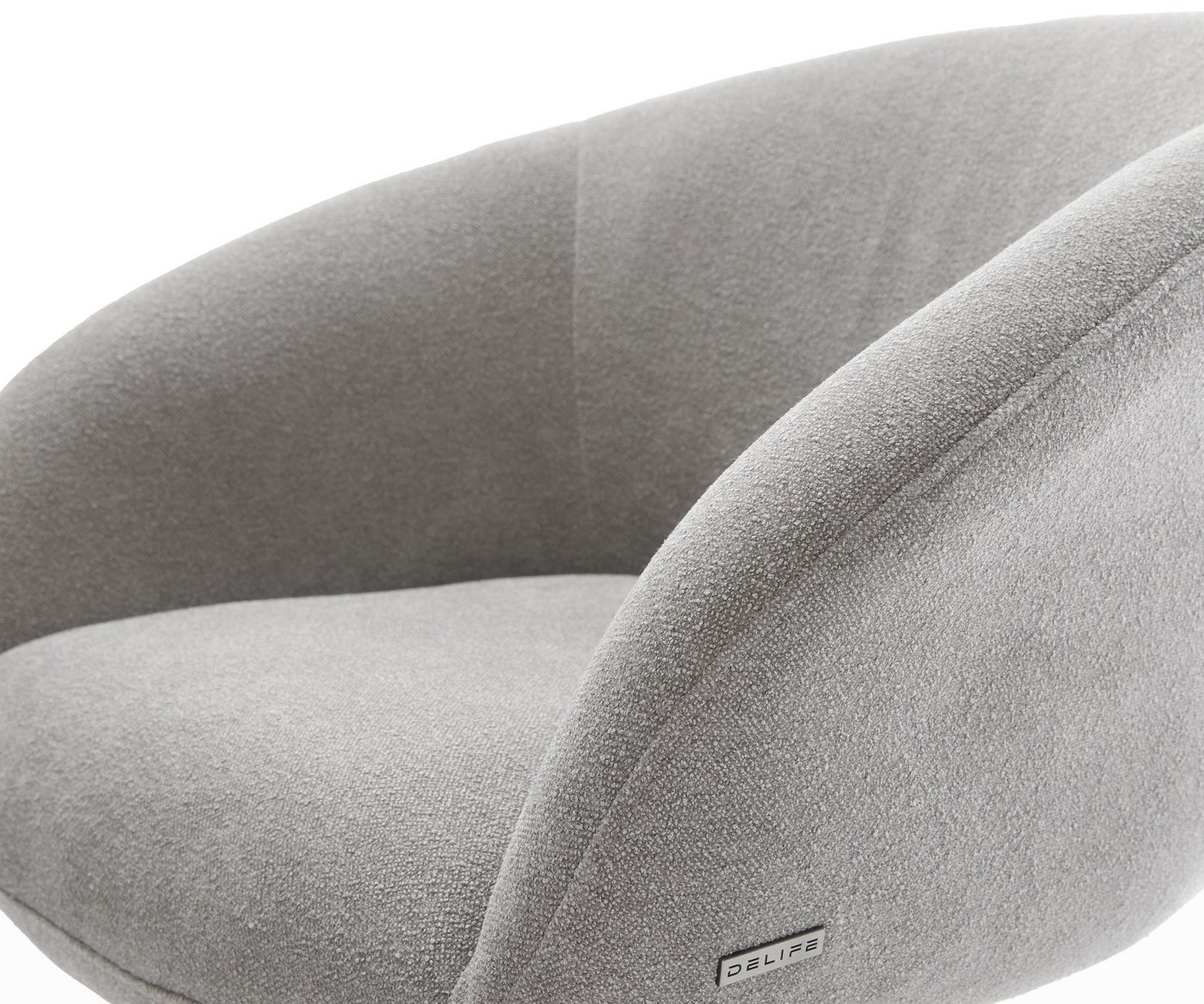 DELIFE Polsterstuhl Vinka-Flex, mit Armlehnen Kreuzgestell breit Edelstahl Strukturstoff Soft Grau 360 – Bild 5 von 5