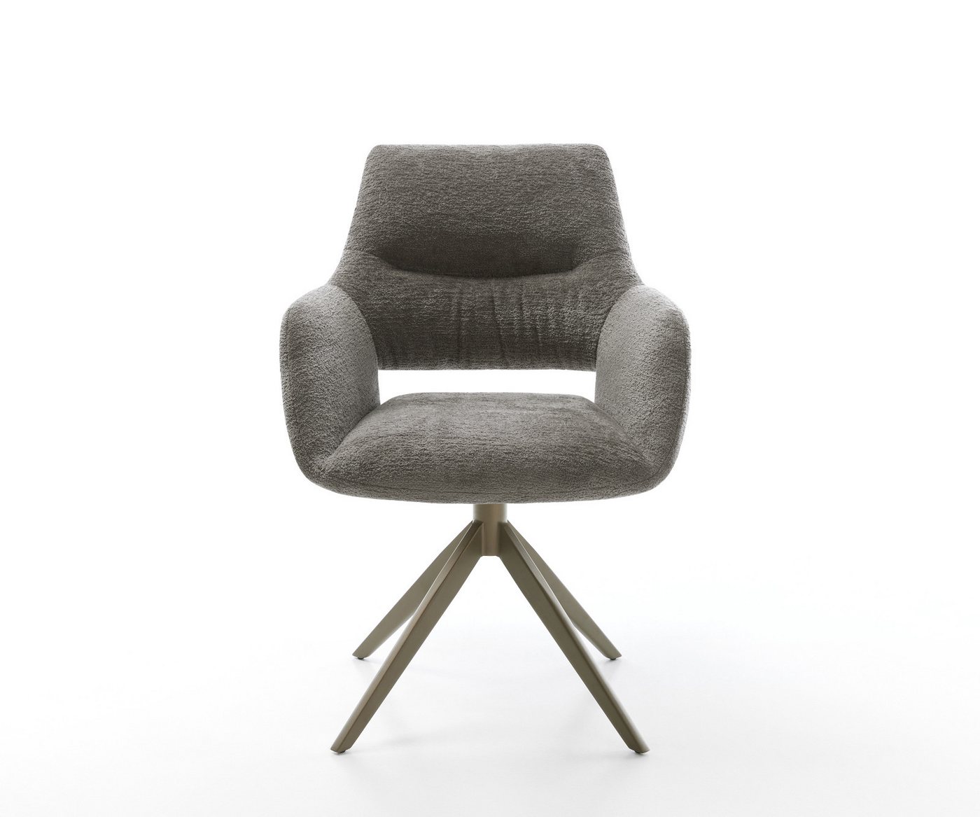 DELIFE Polsterstuhl Yago-Flex, mit Armlehnen Kreuzgestell breit Effektfinish Titan Bouclé Soft Schlam – Bild 3 von 5