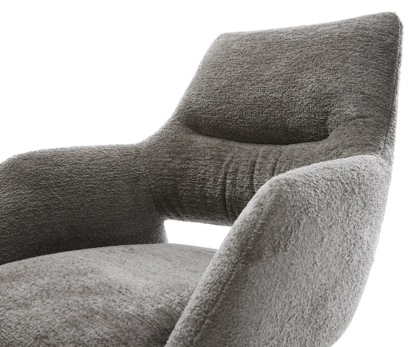 DELIFE Polsterstuhl Yago-Flex, mit Armlehnen Kreuzgestell breit Effektfinish Titan Bouclé Soft Schlam – Bild 5 von 5