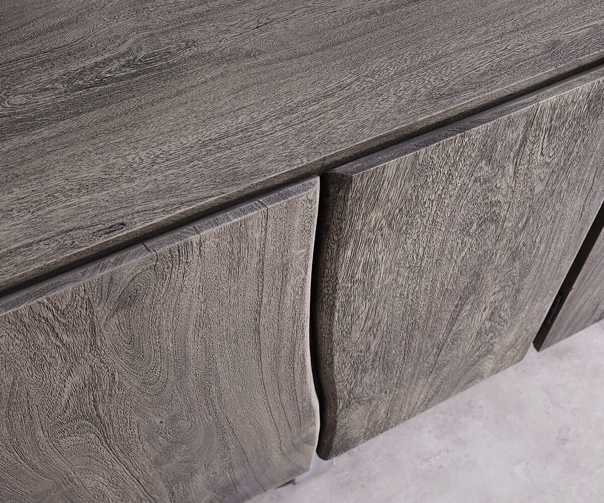 DELIFE Sideboard Live-Edge, Akazie Platin 220 cm 6 Türen Massivholz Baumkante Sideboard – Bild 5 von 5