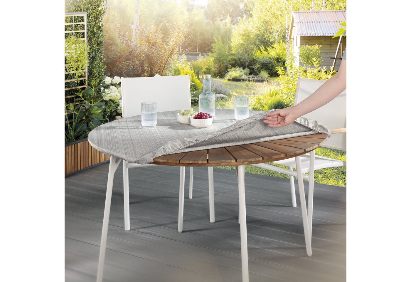 Delindo Lifestyle Gartentischdecke Spanntischdecke SAMBA (1-tlg), mit Rundumgummizug, lichtbeständig, fleckabweisend – Bild 2 von 5