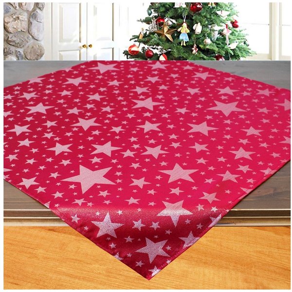 Delindo Lifestyle Mitteldecke Christsterne (1-tlg), Jacquard mit Lurexsternen
