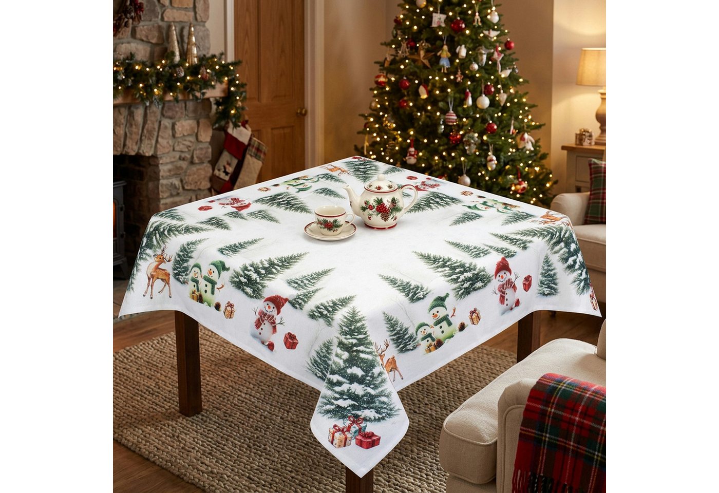 Delindo Lifestyle Mitteldecke Glitzer, Tischdecke zu Weihnachten, 85x85 cm – Bild 3 von 5