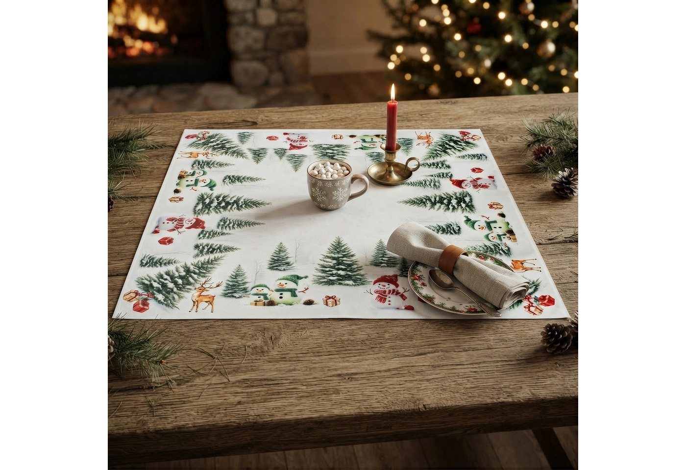 Delindo Lifestyle Mitteldecke Glitzer, Tischdecke zu Weihnachten, 85x85 cm – Bild 5 von 5