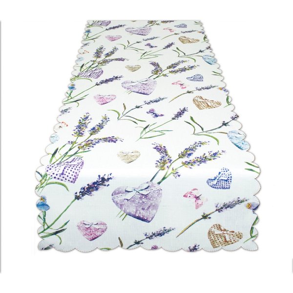 Delindo Lifestyle Mitteldecke LAVENDEL + HERZ, Strukturgewebe, bedruckt