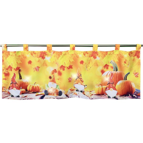 Delindo Lifestyle Scheibengardine Herbst, Bistrogardine (1 St), Schlaufen, blickdicht, mit LED-Lichterkette