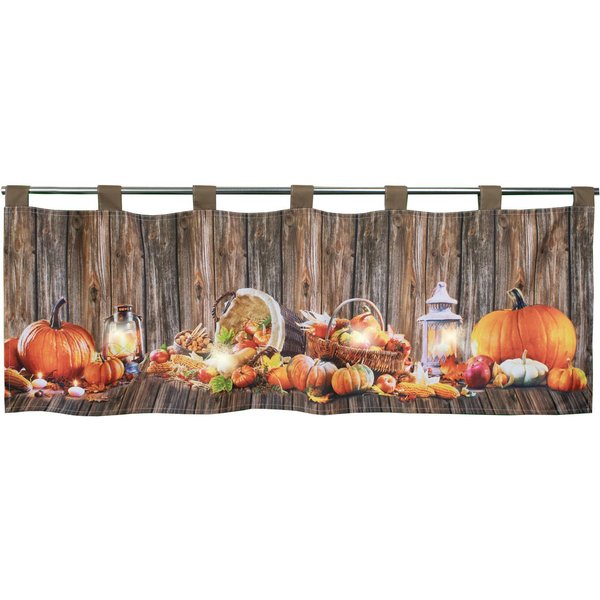 Delindo Lifestyle Scheibengardine Herbst, Bistrogardine (1 St), Schlaufen, blickdicht, mit LED-Lichterkette