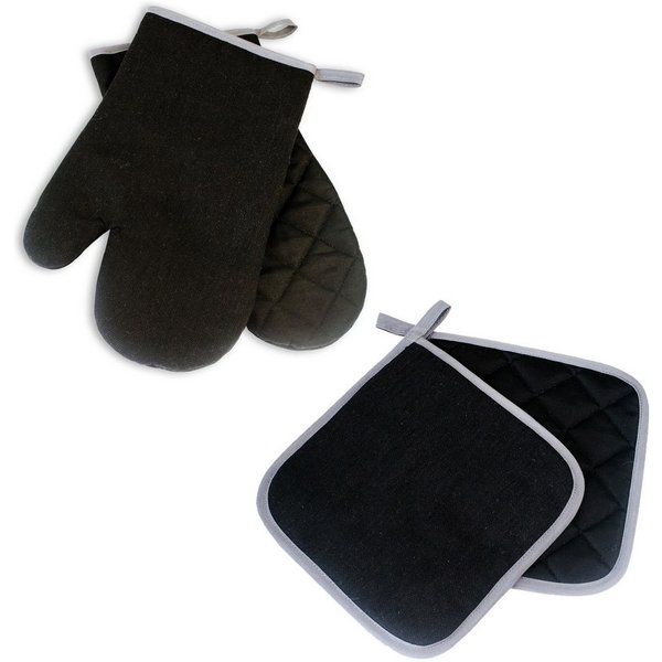 Delindo Lifestyle Topfhandschuhe Ofenhandschuhe, Topflappen, (4er Sparset, 4-tlg., bestehend aus 2x Ofenhandschuh + 2x Topflappen), Hitzebeständig bis 250 °C fü