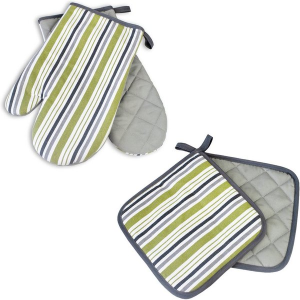 Delindo Lifestyle Topfhandschuhe Ofenhandschuhe, Topflappen, (4er Sparset, 4-tlg., bestehend aus 2x Ofenhandschuh + 2x Topflappen), Hitzebeständig bis 250 °C fü