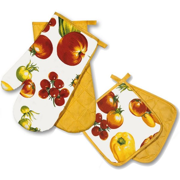 Delindo Lifestyle Topfhandschuhe und Topflappen, Ofenhandschuhe, Baumwoll-Mix, (4-tlg), Hitzebeständig bis 250 °C für maximal 15 Sekunden