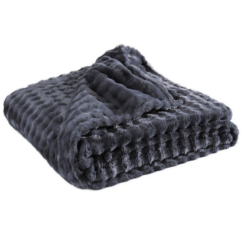 Wohndecke Nova, Kuscheldecke 150x200 cm fürs Wohnzimmer oder Sofa, Delindo Lifestyle, Webpelzdecke – Bild 3 von 5