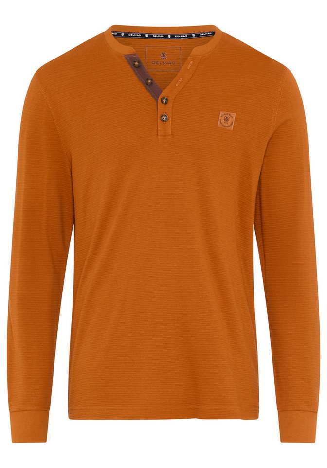 DELMAO Henleyshirt Normale Passform, Langarm, mit Stehkragen und V-Ausschnitt – Bild 5 von 5