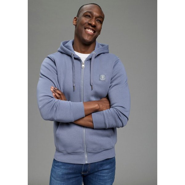 DELMAO Kapuzensweatjacke mit Kapuze, mit Kordelzug, aus angerauter Sweatware, mit Langarm