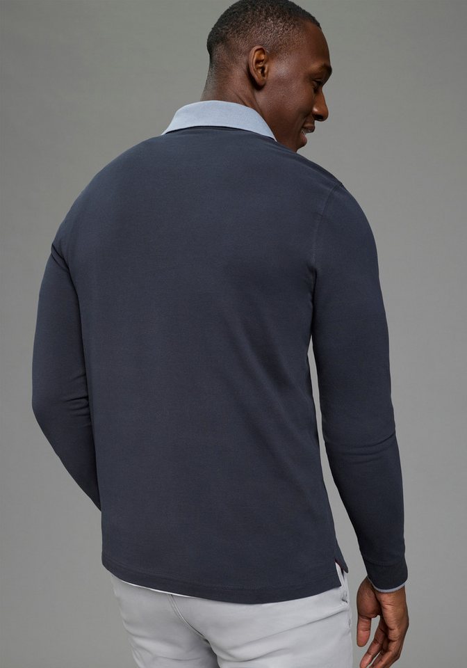 DELMAO Langarm-Poloshirt Langarm, aus atmungsaktivem Piqué-Stoff, Polokragen – Bild 2 von 5