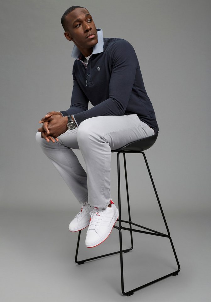 DELMAO Langarm-Poloshirt Langarm, aus atmungsaktivem Piqué-Stoff, Polokragen – Bild 3 von 5