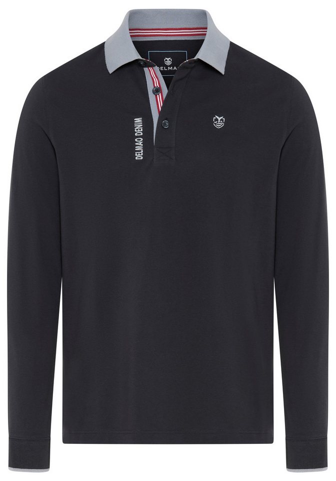 DELMAO Langarm-Poloshirt Langarm, aus atmungsaktivem Piqué-Stoff, Polokragen – Bild 4 von 5