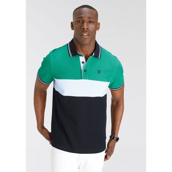 DELMAO Poloshirt Kurzarm, Regular Fit, mit Colorblocking-Design