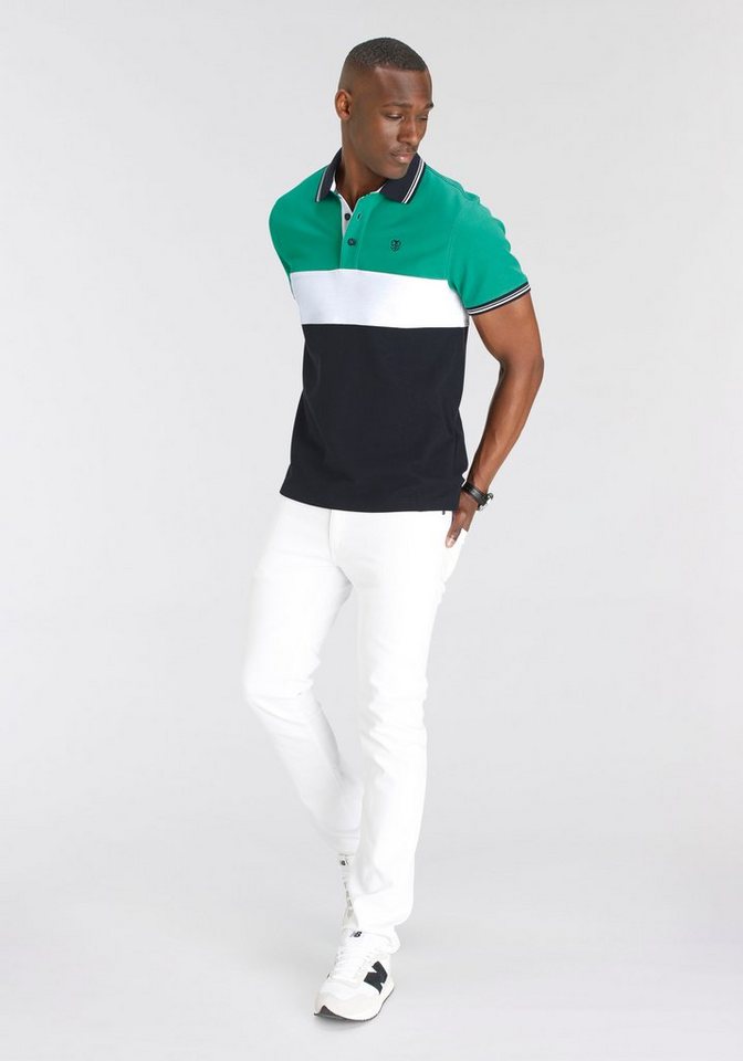 DELMAO Poloshirt Kurzarm, Regular Fit, mit Colorblocking-Design – Bild 4 von 5