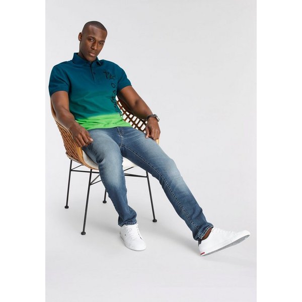 DELMAO Poloshirt Kurzarm, lässiger Print, Polokragen, aus Baumwolle