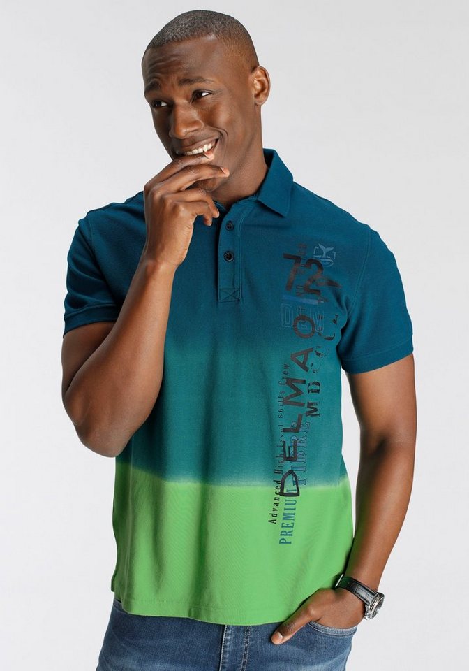 DELMAO Poloshirt Kurzarm, lässiger Print, Polokragen, aus Baumwolle – Bild 2 von 5
