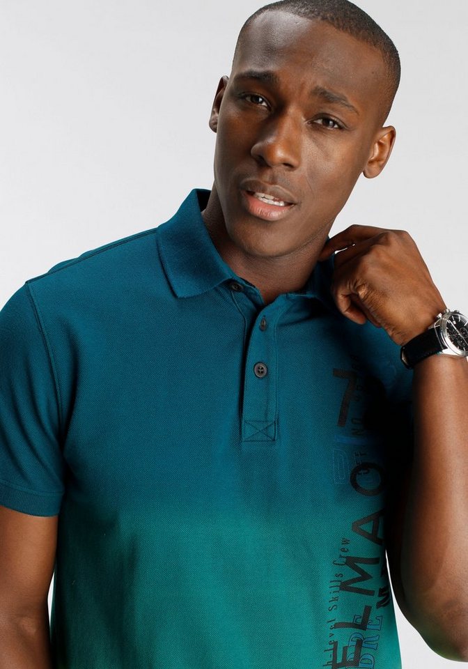 DELMAO Poloshirt Kurzarm, lässiger Print, Polokragen, aus Baumwolle – Bild 4 von 5