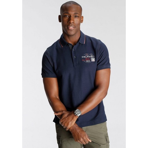 DELMAO Poloshirt Kurzarm, mit Rippbündchen, Polokragen