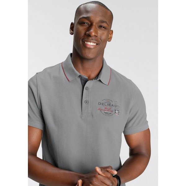 DELMAO Poloshirt Kurzarm, mit Rippbündchen, Polokragen