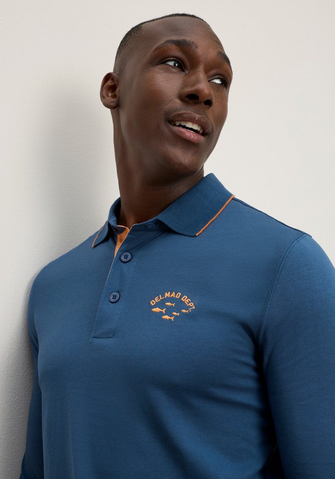 DELMAO Poloshirt Normal geschnittene Passform, mit Langarm – Bild 3 von 5