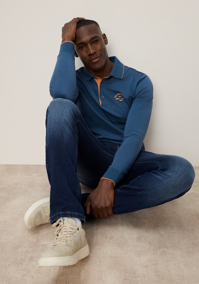 DELMAO Poloshirt Normal geschnittene Passform, mit Langarm – Bild 5 von 5