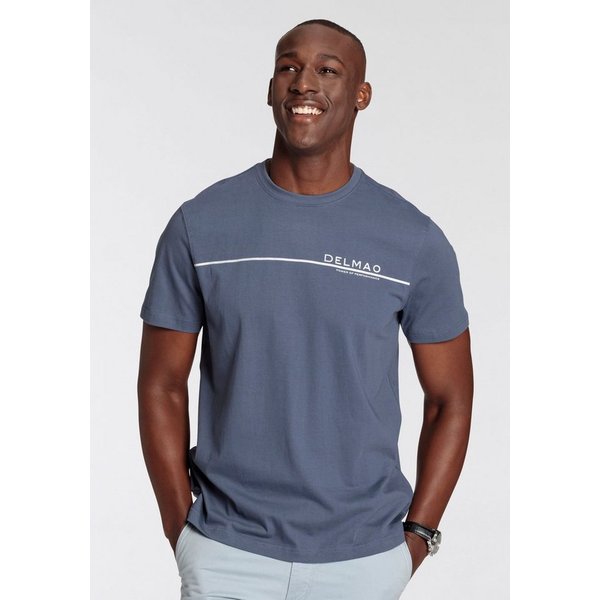 DELMAO Rundhalsshirt Kurzarm, mit coolem Print, Rundhalsausschnitt, aus 100% Baumwolle