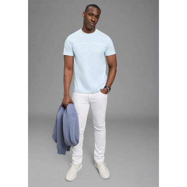 DELMAO Rundhalsshirt Kurzarm, mit coolem Print, Rundhalsausschnitt, aus 100% Baumwolle