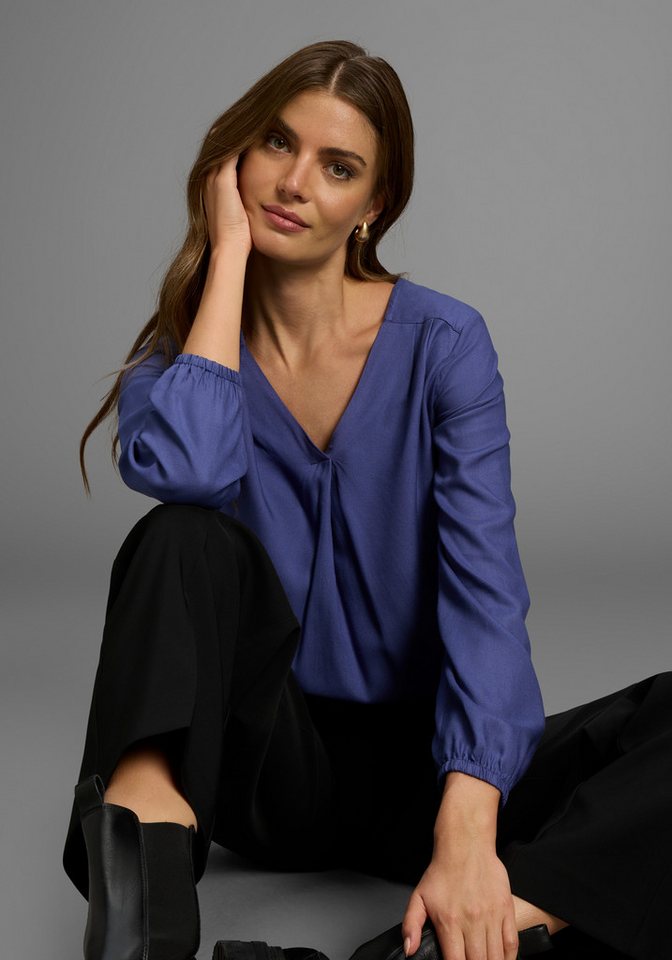 DELMAO Schlupfbluse femininer Stil, Langarm, aus Viskose, mit V-Ausschnitt – Bild 2 von 5