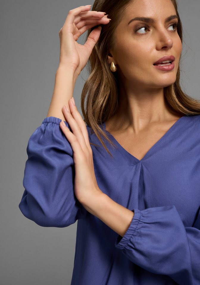 DELMAO Schlupfbluse femininer Stil, Langarm, aus Viskose, mit V-Ausschnitt – Bild 4 von 5
