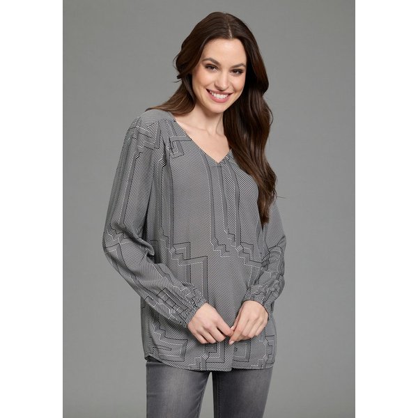 DELMAO Schlupfbluse femininer Stil, Langarm, aus Viskose, mit V-Ausschnitt
