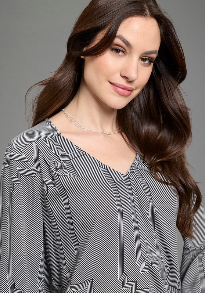 DELMAO Schlupfbluse femininer Stil, Langarm, aus Viskose, mit V-Ausschnitt – Bild 3 von 5