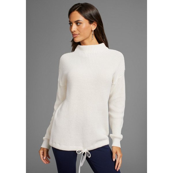 DELMAO Stehkragenpullover mit verstellbarem Saum durch Bindeband