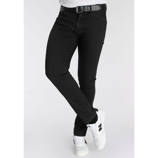 DELMAO Stretch-Jeans "Reed" gerader Beinschnitt, Used-Look-Waschung, niedrige Leibhöhe