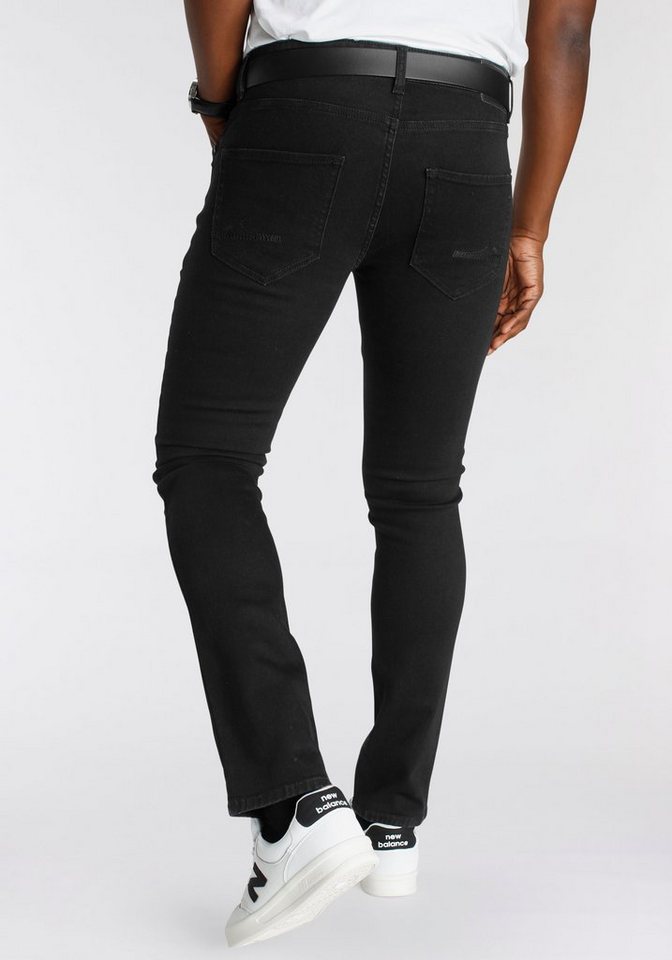 DELMAO Stretch-Jeans "Reed" gerader Beinschnitt, Used-Look-Waschung, niedrige Leibhöhe – Bild 2 von 5