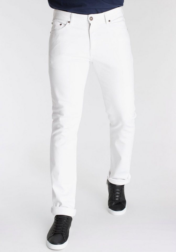 DELMAO Stretch-Jeans "Reed" gerader Beinschnitt, Used-Look-Waschung, niedrige Leibhöhe – Bild 3 von 5